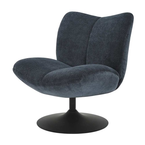 Fauteuil pivotant Petalia - tissu bleu marine