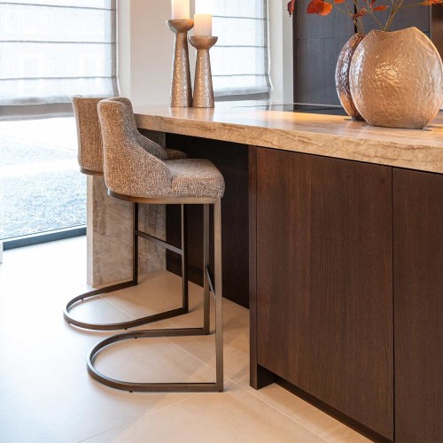 Tabouret de bar Bolton en tweed marron (lot de 2)