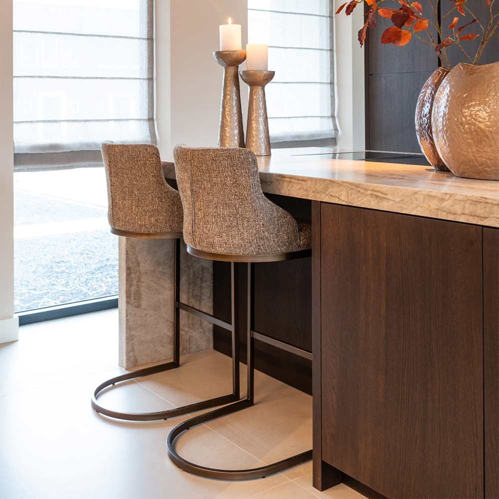 Tabouret de bar Bolton en tweed marron (lot de 2)