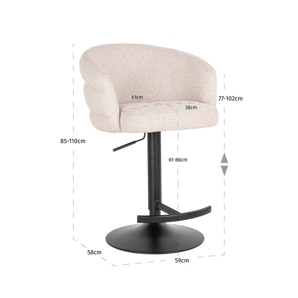 Tabouret de bar Nikki Biscotti pivotant ignifugé