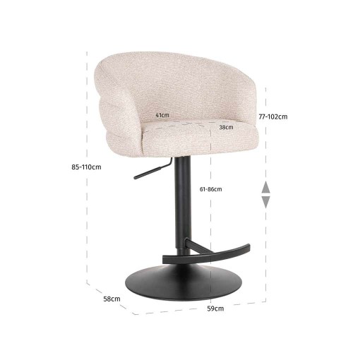Tabouret de bar Nikki Biscotti pivotant ignifugé
