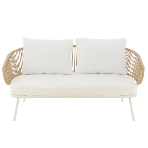 Set de 3 chaises Poa Fer/Rotin - Blanc