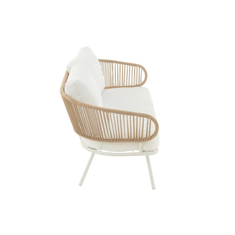 Set de 3 chaises Poa Fer/Rotin - Blanc