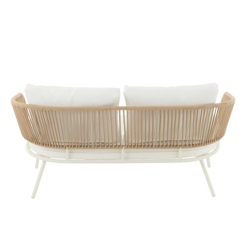 Set de 3 chaises Poa Fer/Rotin - Blanc