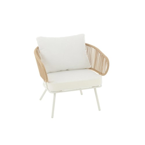 Set de 3 chaises Poa Fer/Rotin - Blanc