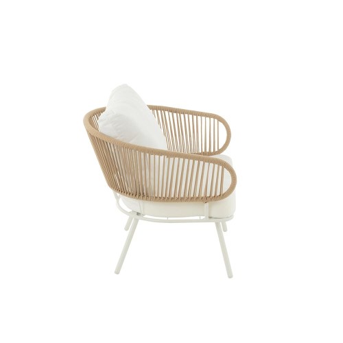 Set de 3 chaises Poa Fer/Rotin - Blanc