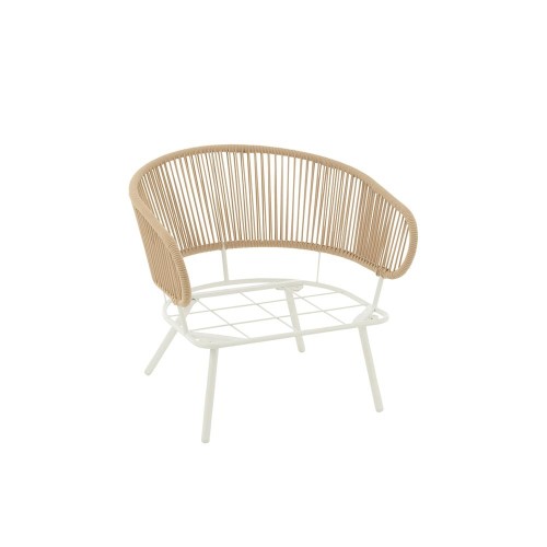 Set de 3 chaises Poa Fer/Rotin - Blanc