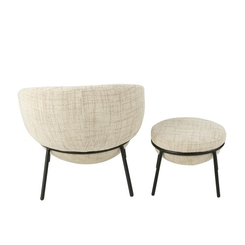 Chaise Longue + Repose-Pied - Beige/Noir