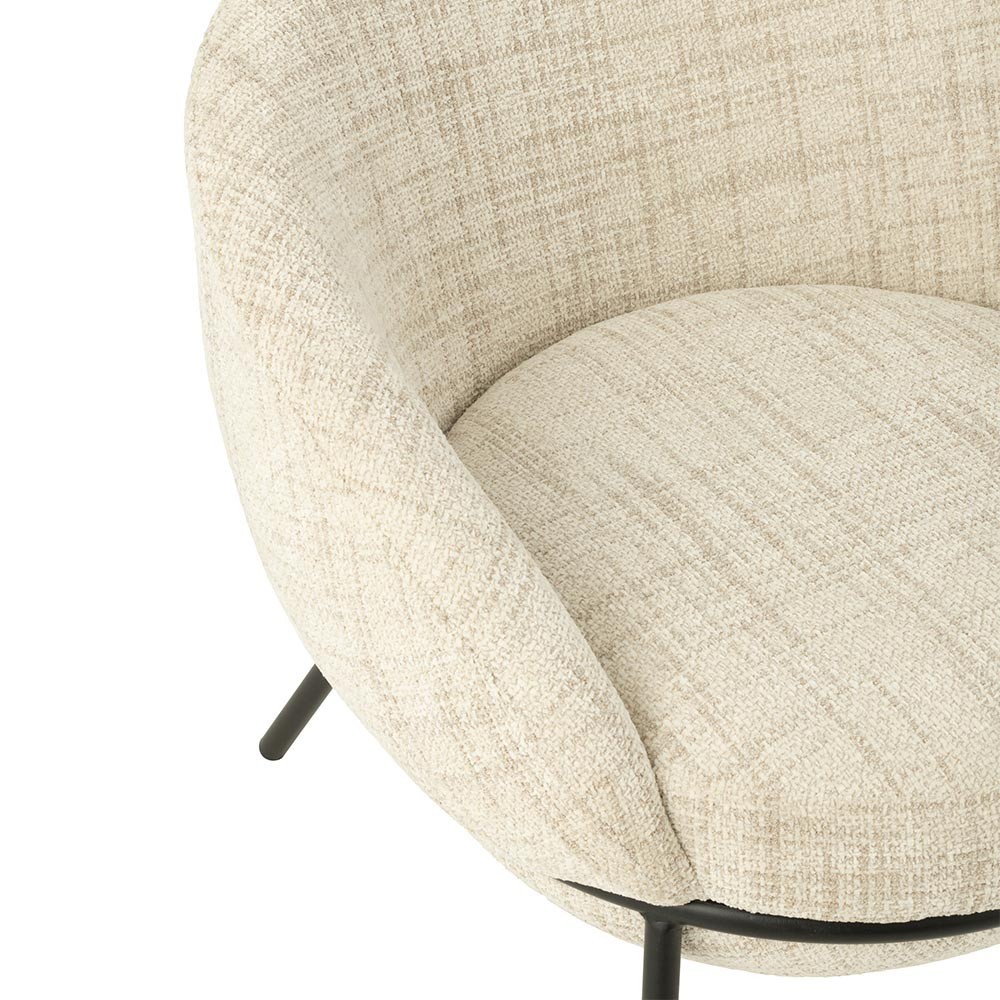 Chaise Longue + Repose-Pied - Beige/Noir