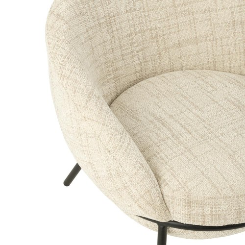 Chaise Longue + Repose-Pied - Beige/Noir