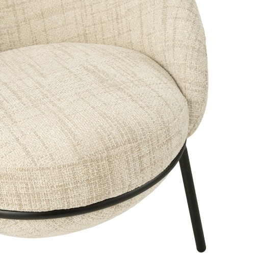 Chaise Longue + Repose-Pied - Beige/Noir