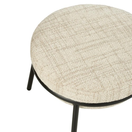 Chaise Longue + Repose-Pied - Beige/Noir