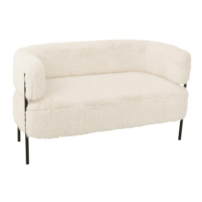 Canapé 2 places en tissu effet fourrure blanc 2