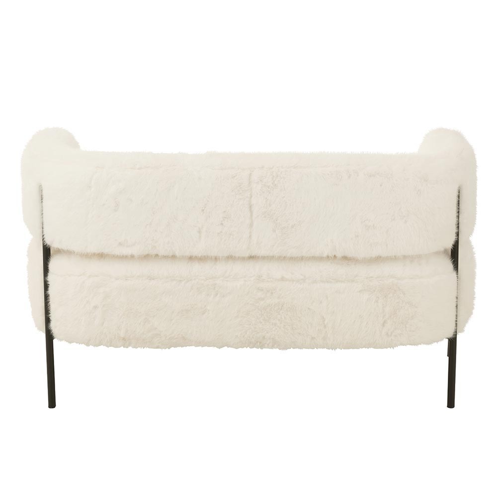 Canapé 2 places en tissu effet fourrure blanc