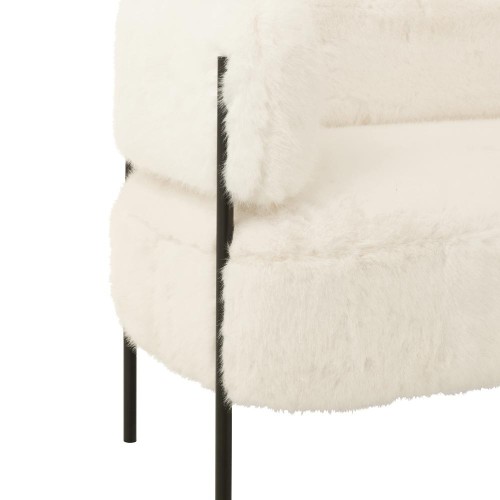 Canapé 2 places en tissu effet fourrure blanc