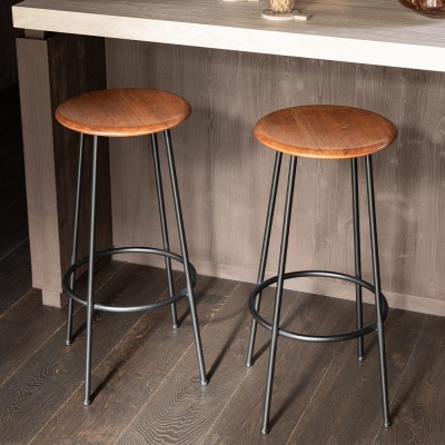 Chaise de bar Neo Acier Naturel/Noir