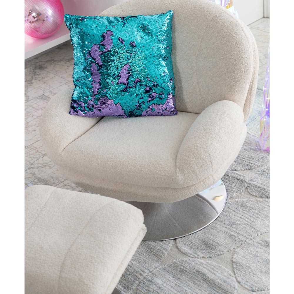 Siege Relax + Repose-Pieds Metal/Contreplaque Creme/Argent