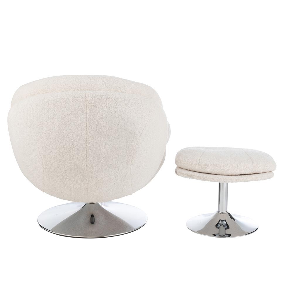 Siege Relax + Repose-Pieds Metal/Contreplaque Creme/Argent