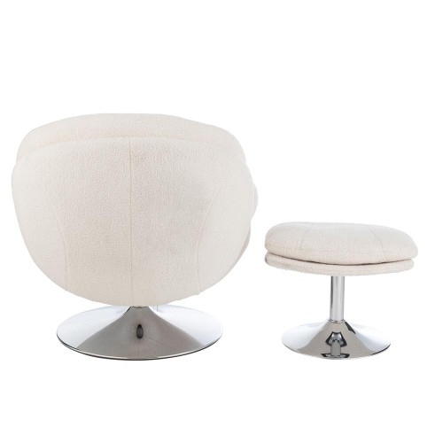 Siege Relax + Repose-Pieds Metal/Contreplaque Creme/Argent