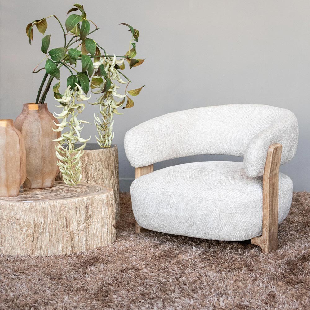 Sillón legado de crema de mire 15 Colombe Color Hévéa Wood