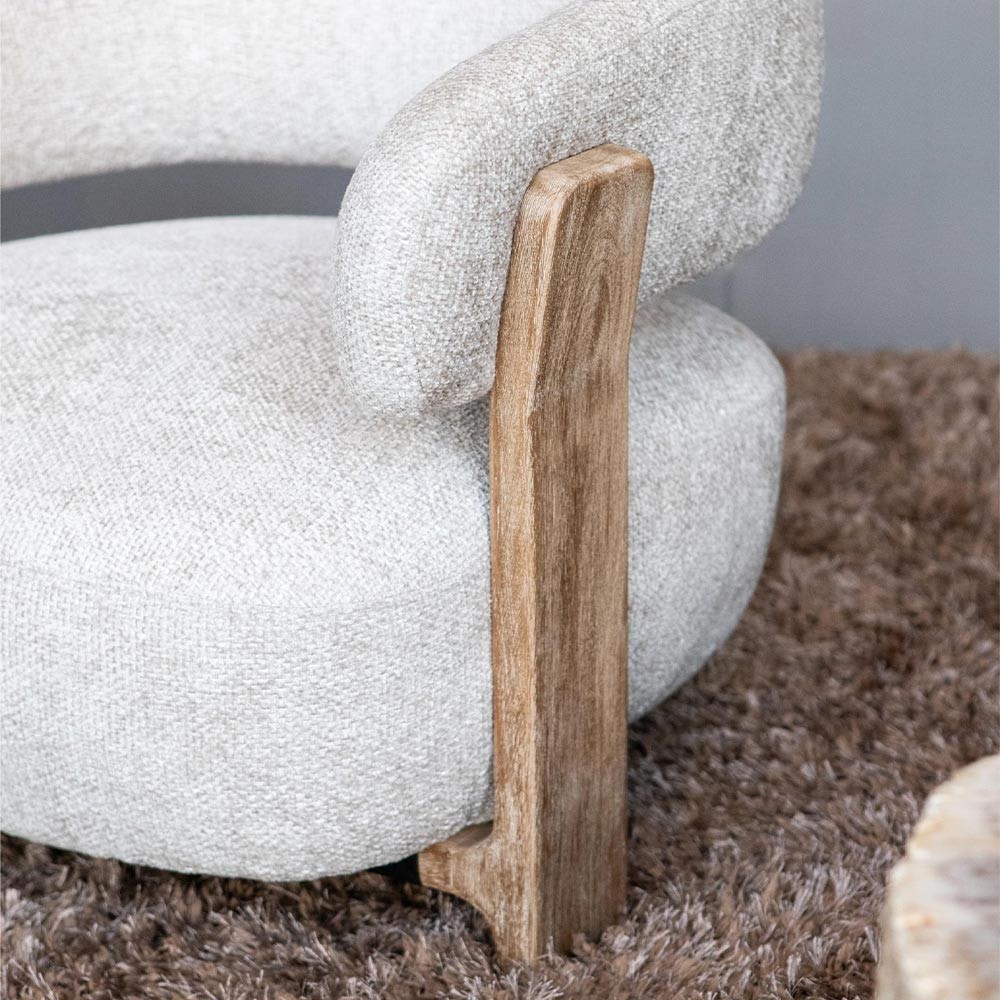 Fauteuil Mire Creme Legacy 15 Holz aus Kautschukbaum in Taubengrau