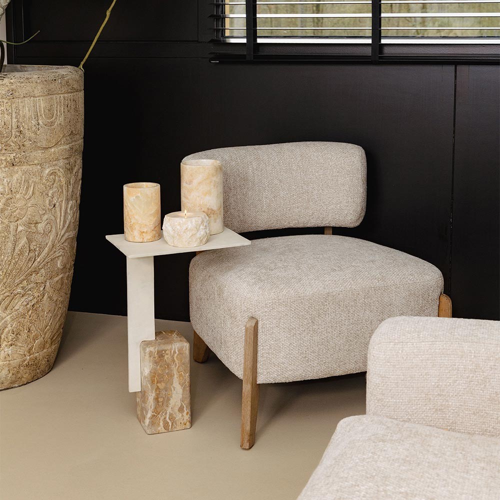 Fauteuil Vale Cream Legacy 15 aus Kautschukholz Dove