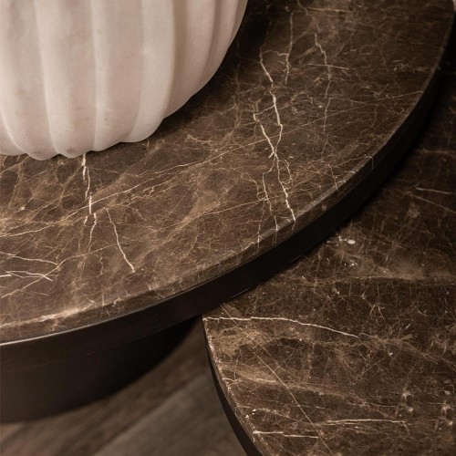Table basse Bregt S, base en marbre brun foncé