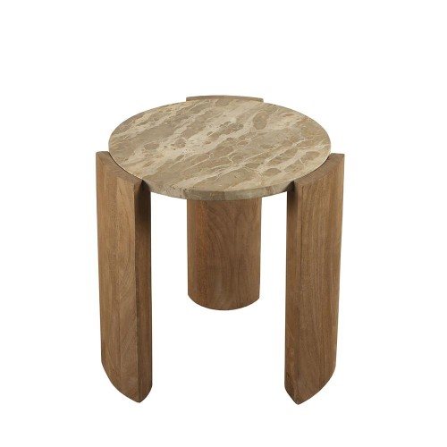 Tavolino da caffè Javina in marmo naturale con base in legno mango s