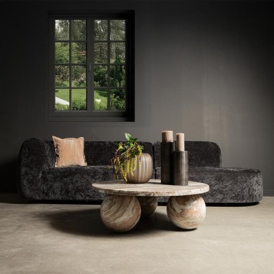 Ronde salontafel Diro Beige Marble 3 bollen