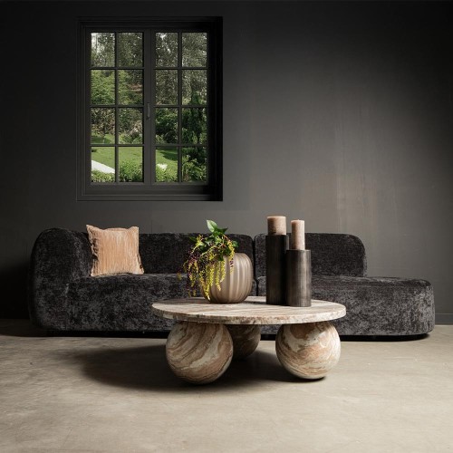 Round Diro Beige Marble Coffee Table – 3 Spheres