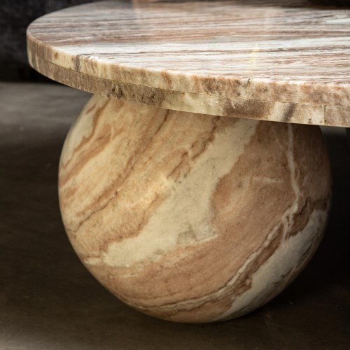 Table basse ronde Diro Beige Marble 3 boules