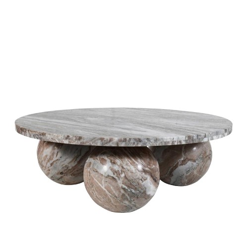 Couchtisch rund Diro Beige Marble 3 Kugeln