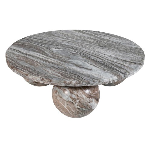 Table basse ronde Diro Beige Marble 3 boules