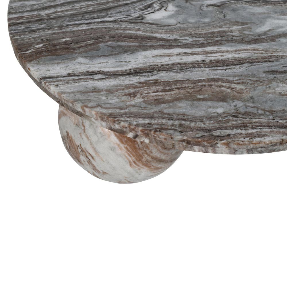 Table basse ronde Diro Beige Marble 3 boules