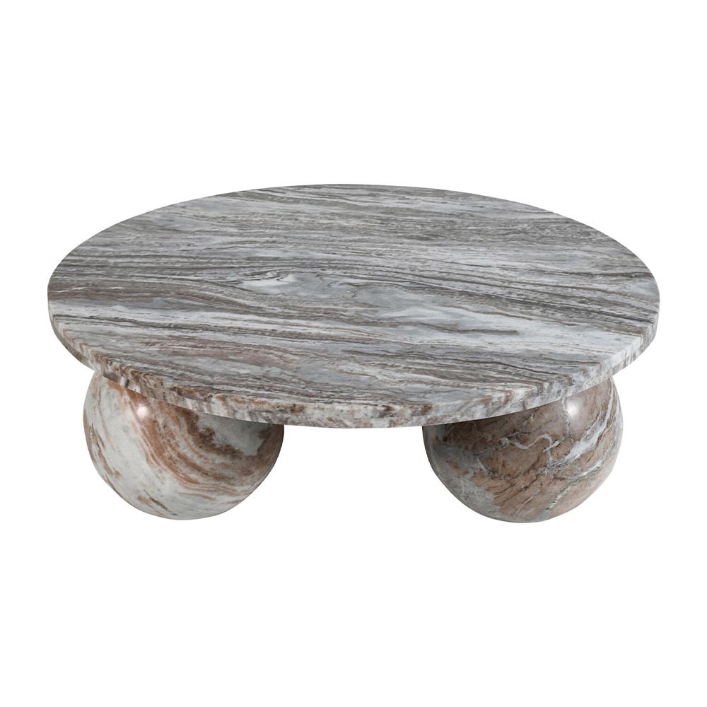 Couchtisch rund Diro Beige Marble 3 Kugeln