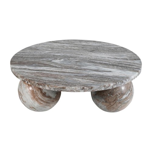 Table basse ronde Diro Beige Marble 3 boules