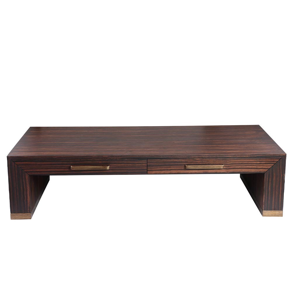 Table basse Tiess en placage de bois brun, 2 tiroirs