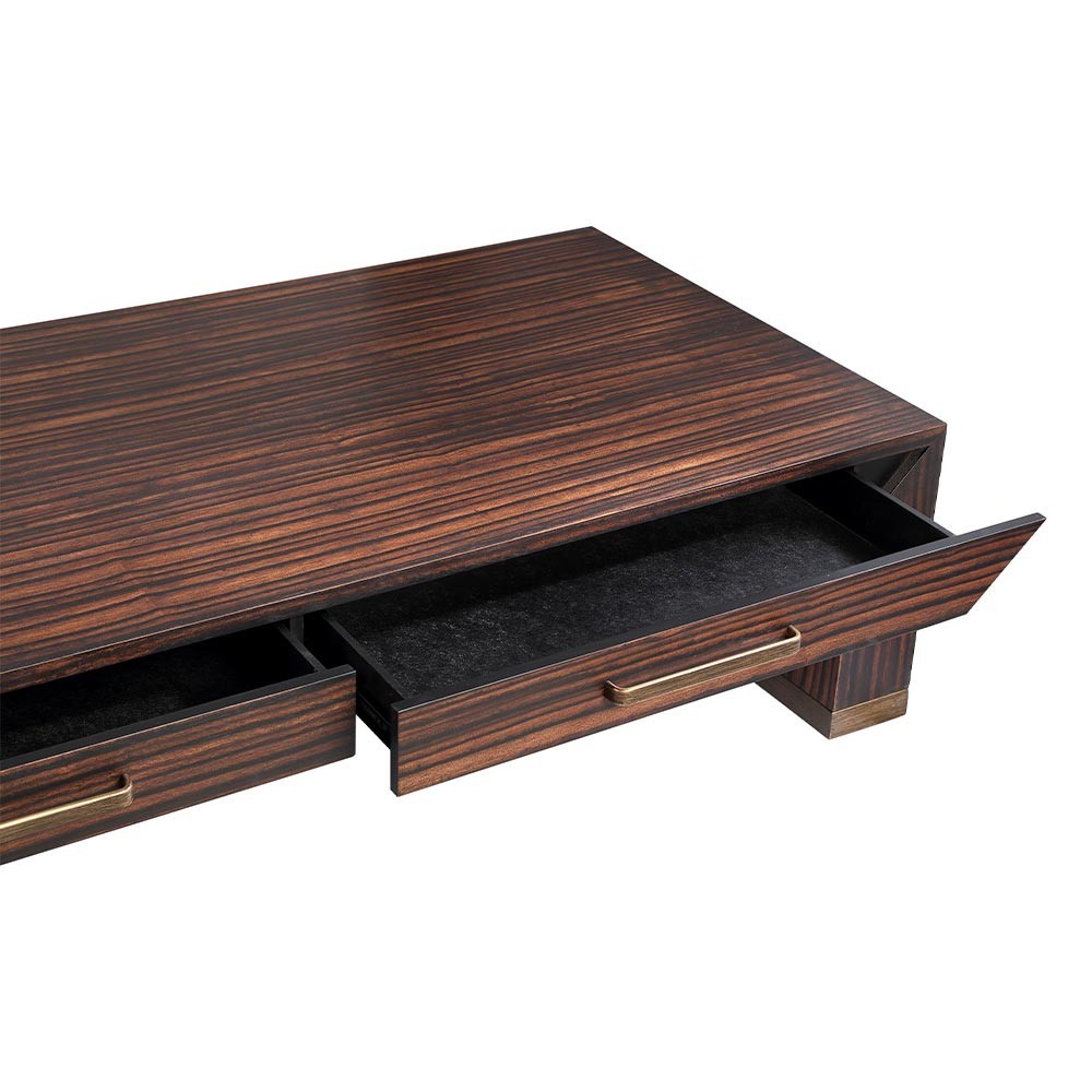 Salontafel Tiess in bruin houtfineer, 2 lades