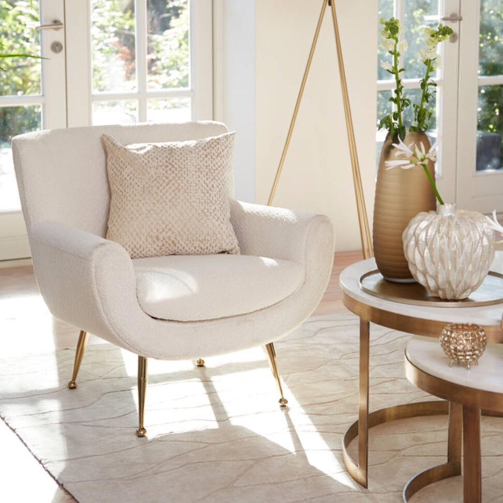 Chaise 79x76x79 cm VINSTRA bouclé crème+or