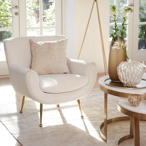 Chaise 79x76x79 cm VINSTRA bouclé crème+or