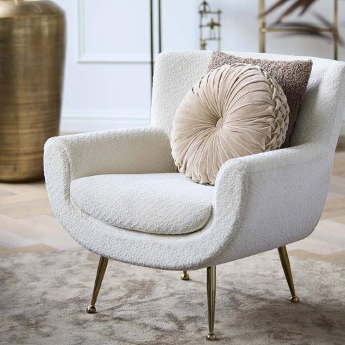 Chaise 79x76x79 cm VINSTRA Bouclé Creme+Gold