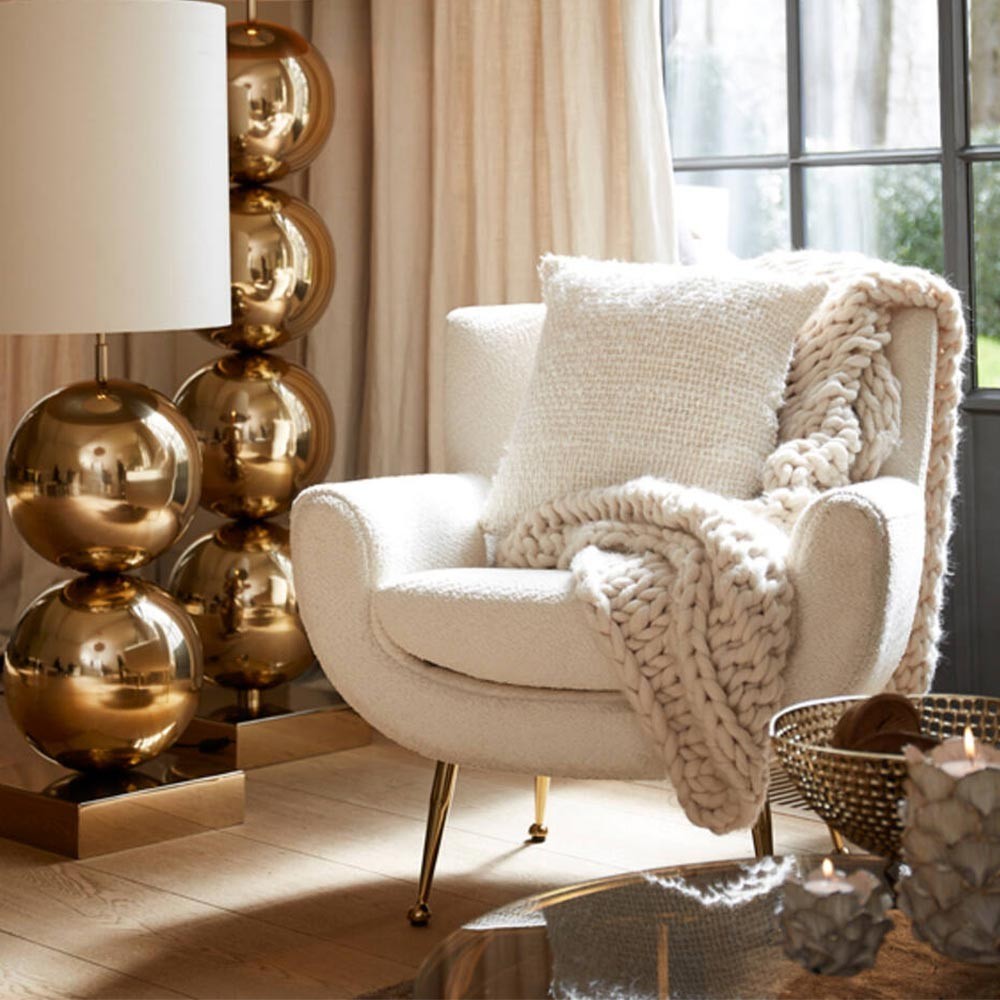 Silla 79x76x79 cm Vinstra Rizy Cream + Gold