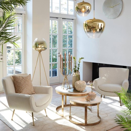 Chaise 79x76x79 cm VINSTRA bouclé crème+or