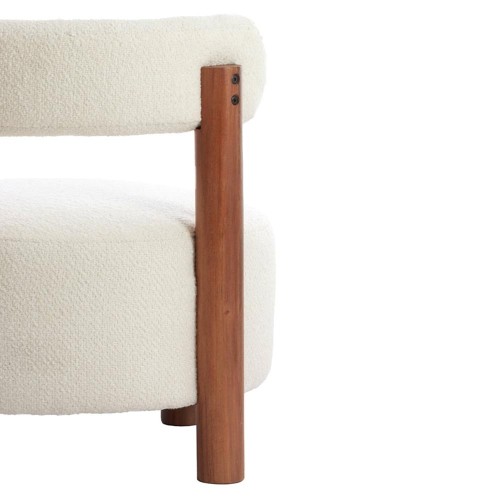 Armchair Ø74x74 cm FERENTINO natural acacia wood + cream bouclé