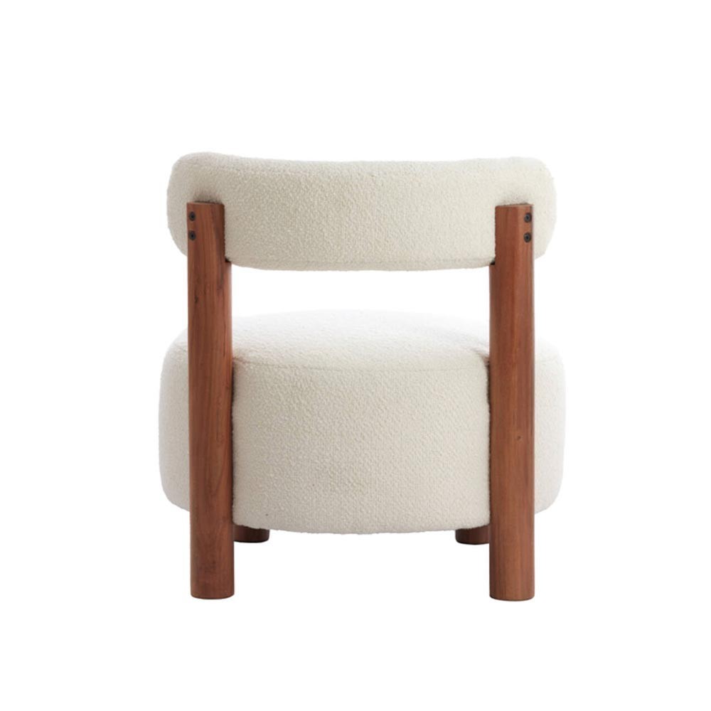 Sillón Ø74x74 cm Ferentino Madera Acacia Natural + Crema rizada