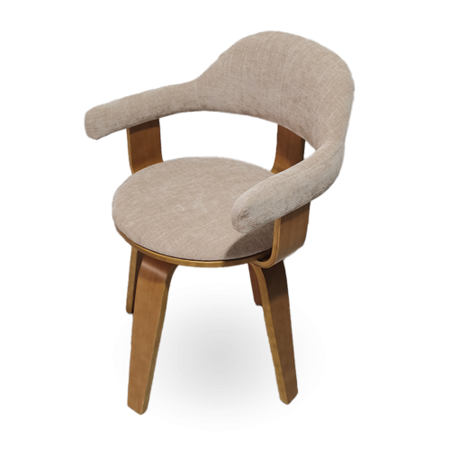 Chaise Suédoise drehbar, beiger Stoff, helles Gestell, B57 T53,5 H76cm
