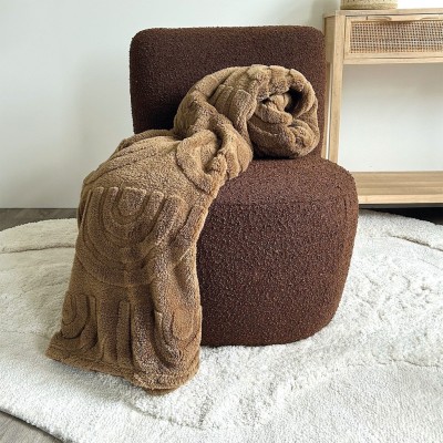 Fauteuil Eve tissu bouclette marron L58 P73 H71cm 2