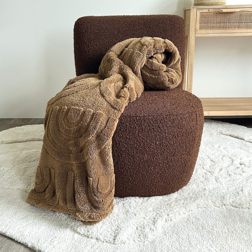 Fauteuil Eve tissu bouclette marron L58 P73 H71cm