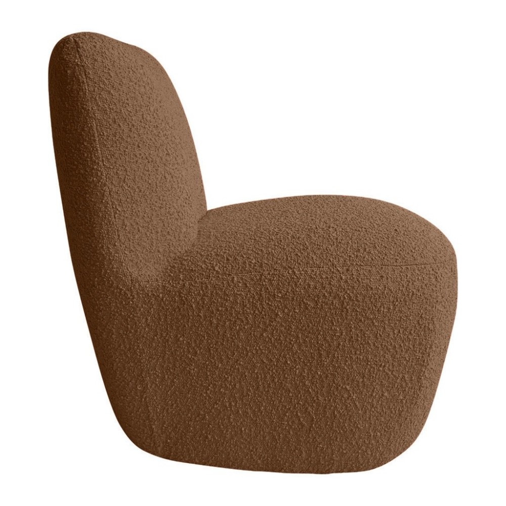 Fauteuil Eve aus braunem Bouclé-Stoff L58 T73 H71cm