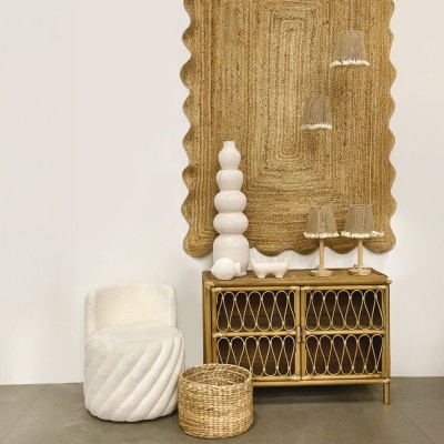 Fauteuil Alex pivotant teddy blanc L52 P52 H62cm